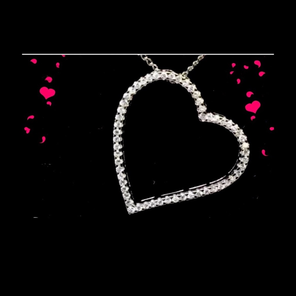 💝SPARKLING WHITE TOPAZ HEART NECKLACE 925💝